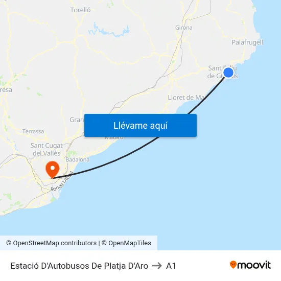 Estació D'Autobusos De Platja D'Aro to A1 map