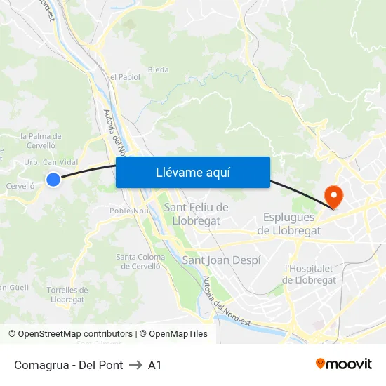Comagrua - Del Pont to A1 map