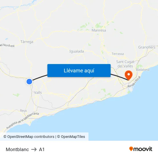 Montblanc to A1 map