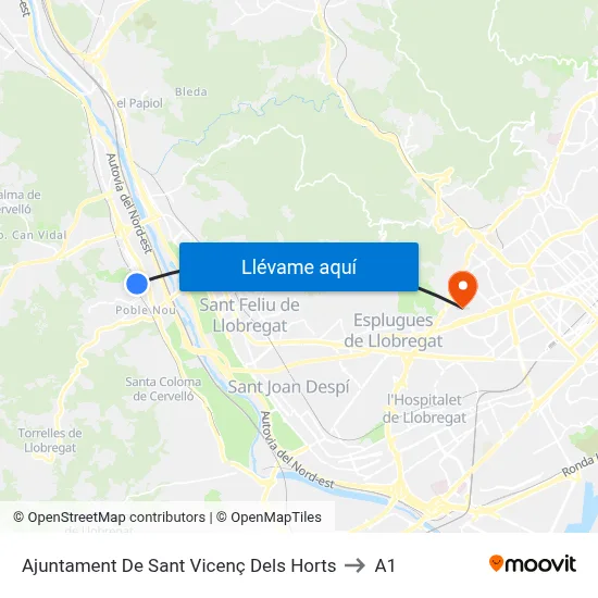 Ajuntament De Sant Vicenç Dels Horts to A1 map