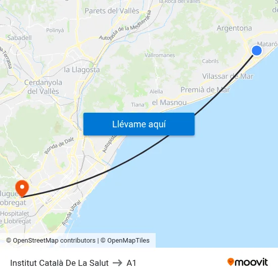 Institut Català De La Salut to A1 map