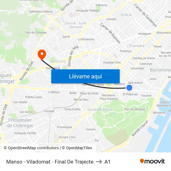 Manso - Viladomat - Final De Trajecte to A1 map
