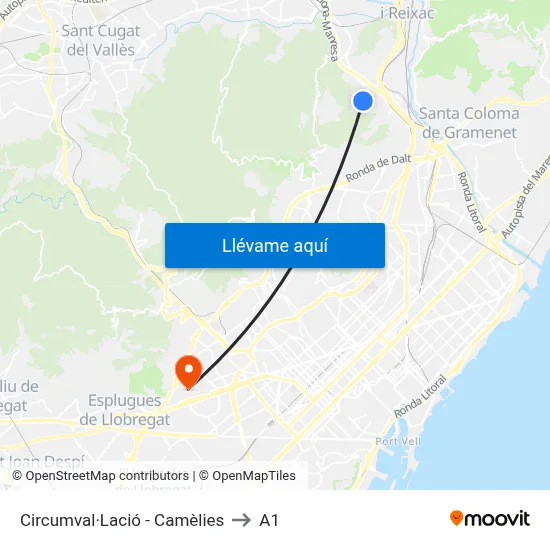 Circumval·Lació - Camèlies to A1 map