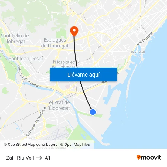 Zal | Riu Vell to A1 map