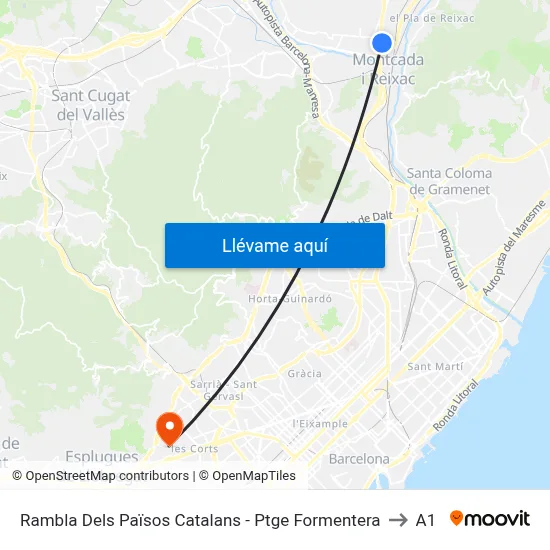 Rambla Dels Països Catalans - Ptge Formentera to A1 map