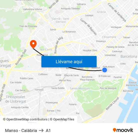 Manso - Calàbria to A1 map