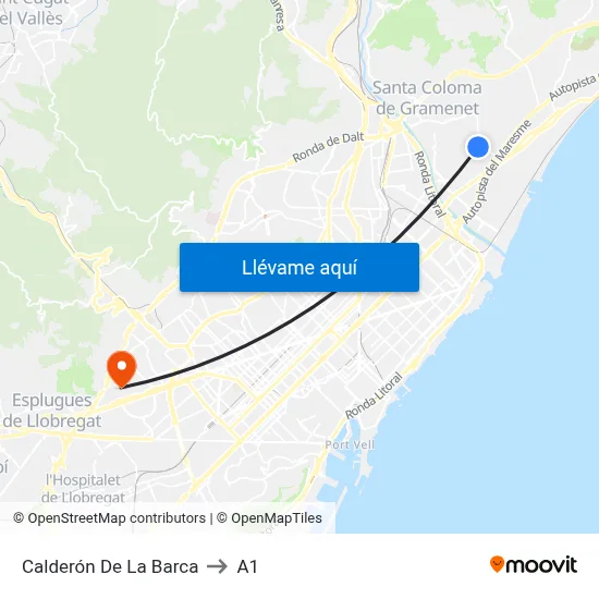 Calderón De La Barca to A1 map