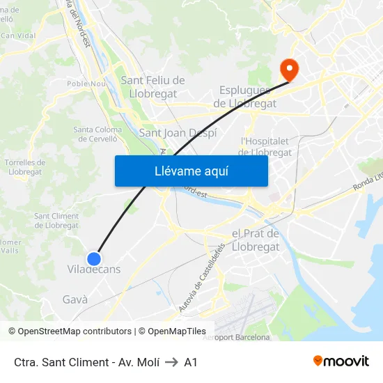 Ctra. Sant Climent - Av. Molí to A1 map