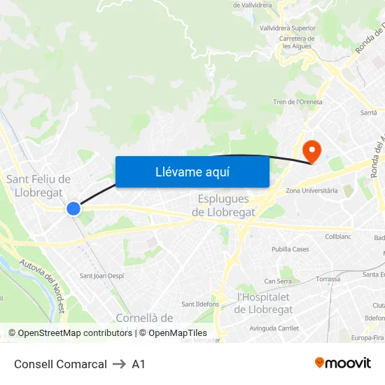 Consell Comarcal to A1 map