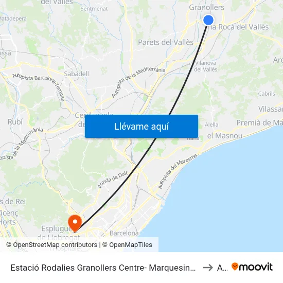 Estació Rodalies Granollers Centre- Marquesina C to A1 map