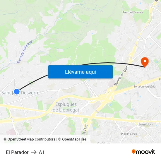 El Parador to A1 map