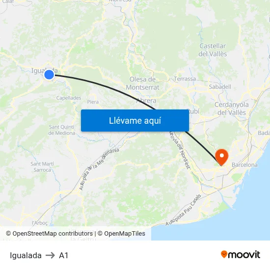 Igualada to A1 map