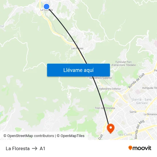 La Floresta to A1 map
