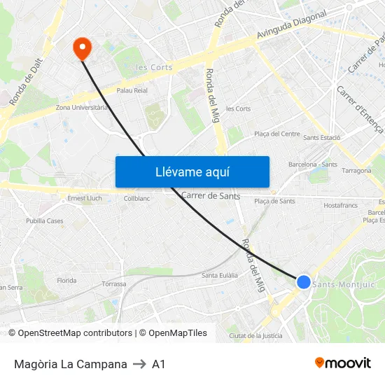 Magòria La Campana to A1 map