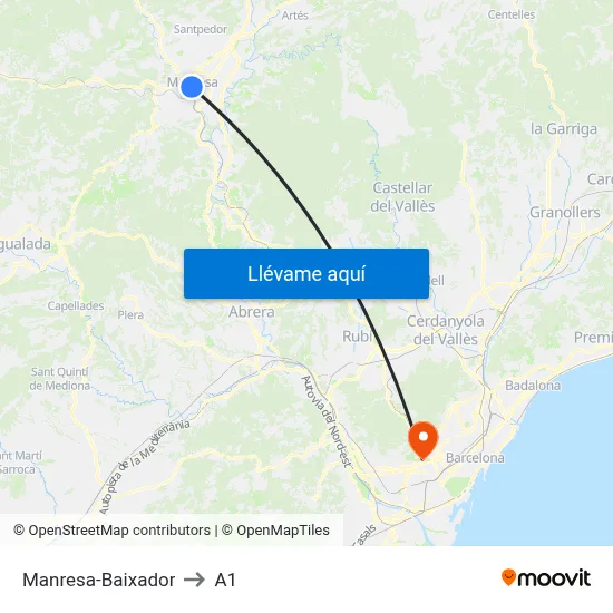 Manresa-Baixador to A1 map