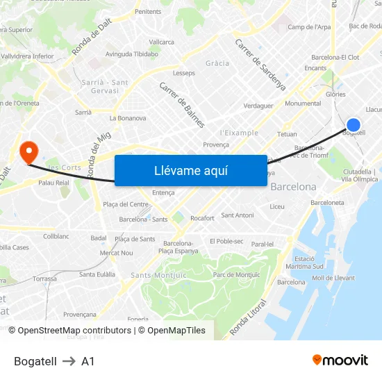Bogatell to A1 map