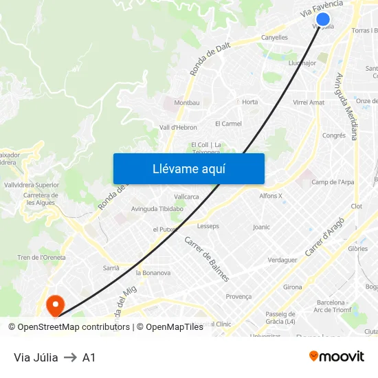 Via Júlia to A1 map