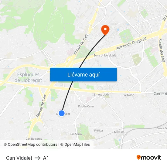 Can Vidalet to A1 map