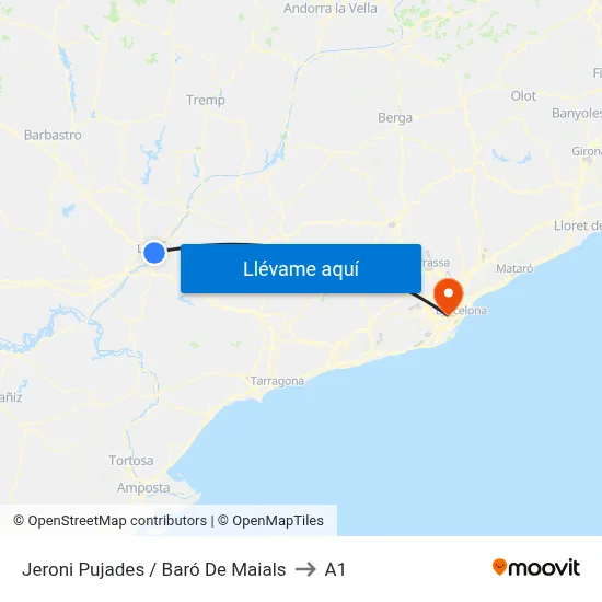 Jeroni Pujades / Baró De Maials to A1 map
