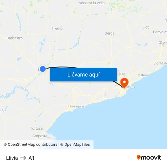 Llívia to A1 map