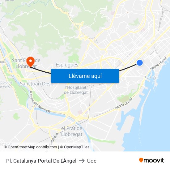Pl. Catalunya-Portal De L'Àngel to Uoc map