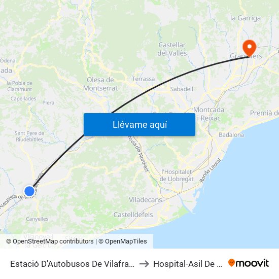 Estació D'Autobusos De Vilafranca Del Penedès to Hospital-Asil De Granollers map
