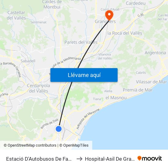 Estació D'Autobusos De Fabra I Puig to Hospital-Asil De Granollers map
