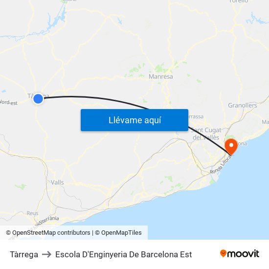 Tàrrega to Escola D'Enginyeria De Barcelona Est map