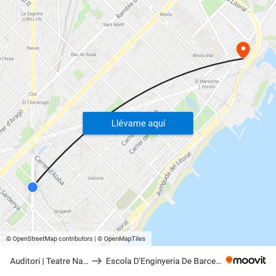 Auditori | Teatre Nacional to Escola D'Enginyeria De Barcelona Est map