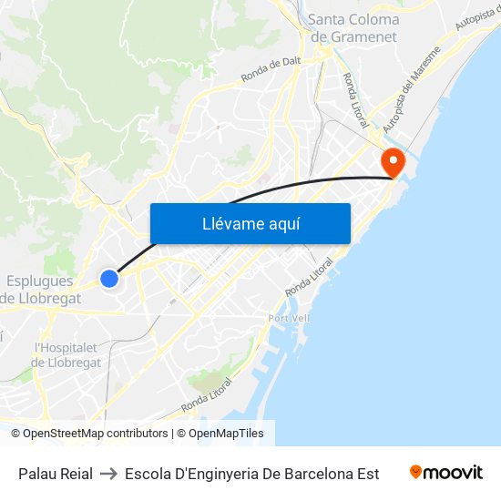 Palau Reial to Escola D'Enginyeria De Barcelona Est map