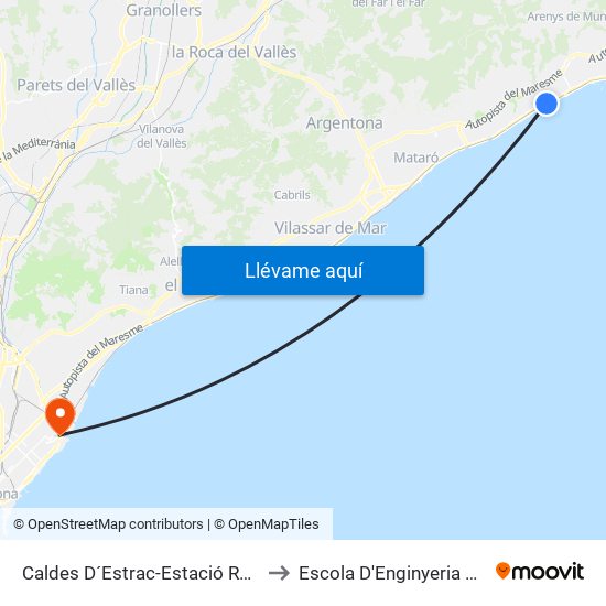 Caldes D´Estrac-Estació Rodalies De Catalunya to Escola D'Enginyeria De Barcelona Est map