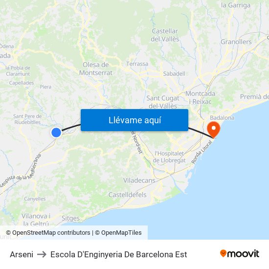 Arseni to Escola D'Enginyeria De Barcelona Est map