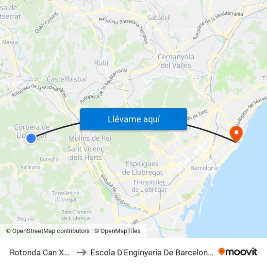 Rotonda Can Xorra to Escola D'Enginyeria De Barcelona Est map