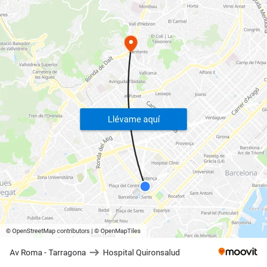 Av Roma - Tarragona to Hospital Quironsalud map