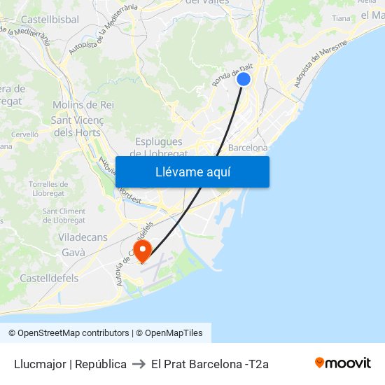 Llucmajor | República to El Prat Barcelona -T2a map