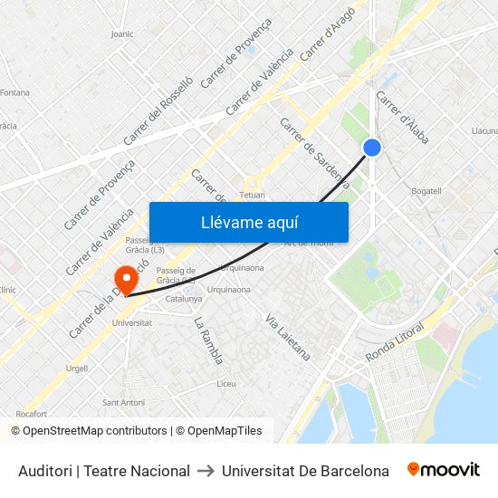 Auditori | Teatre Nacional to Universitat De Barcelona map