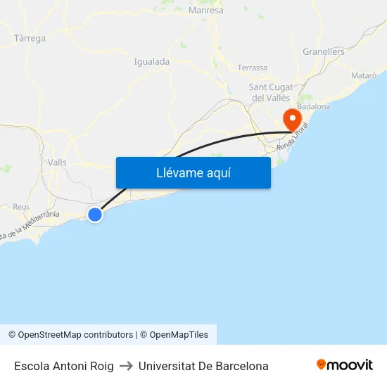 Escola Antoni Roig to Universitat De Barcelona map