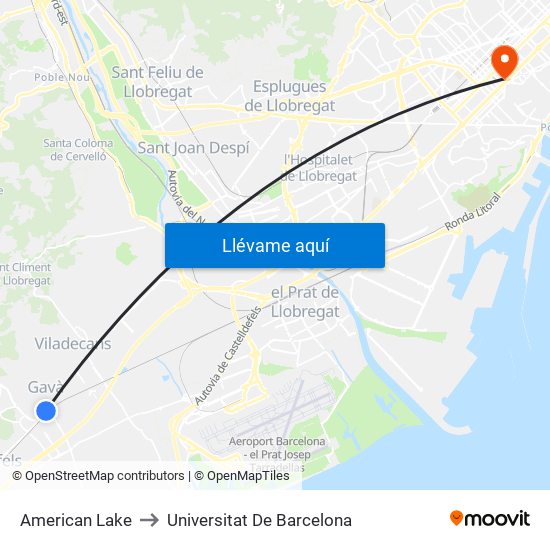 American Lake to Universitat De Barcelona map