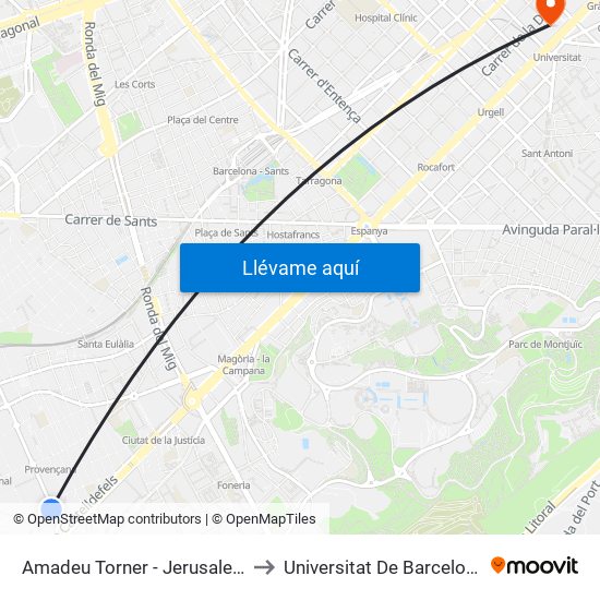 Amadeu Torner - Jerusalem to Universitat De Barcelona map