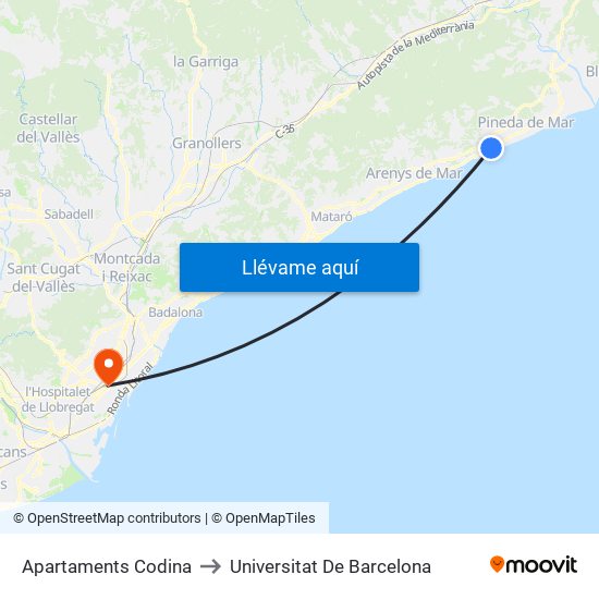 Apartaments Codina to Universitat De Barcelona map
