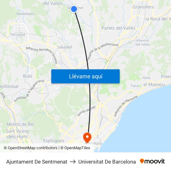Ajuntament De Sentmenat to Universitat De Barcelona map