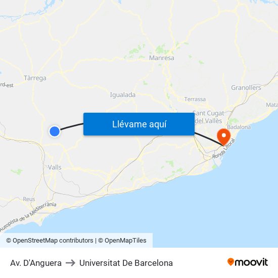 Av. D'Anguera to Universitat De Barcelona map