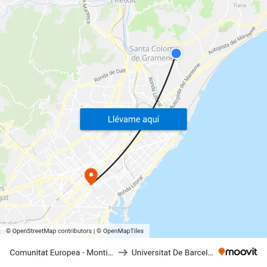 Comunitat Europea - Montigalà to Universitat De Barcelona map
