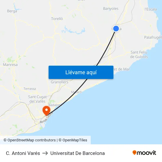 C. Antoni Varés to Universitat De Barcelona map