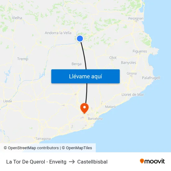 La Tor De Querol - Enveitg to Castellbisbal map
