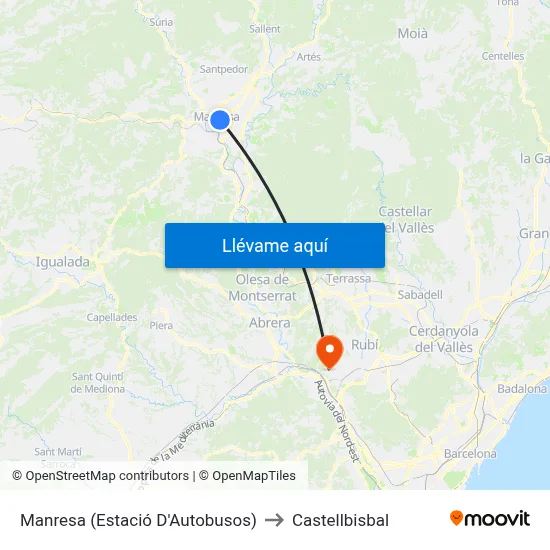 Manresa (Estació D'Autobusos) to Castellbisbal map