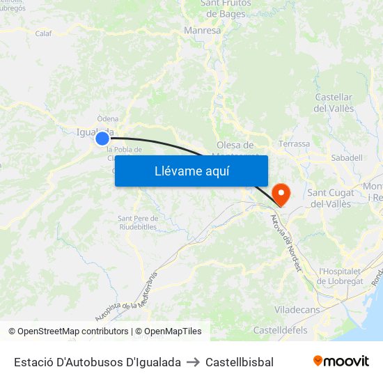 Estació D'Autobusos D'Igualada to Castellbisbal map