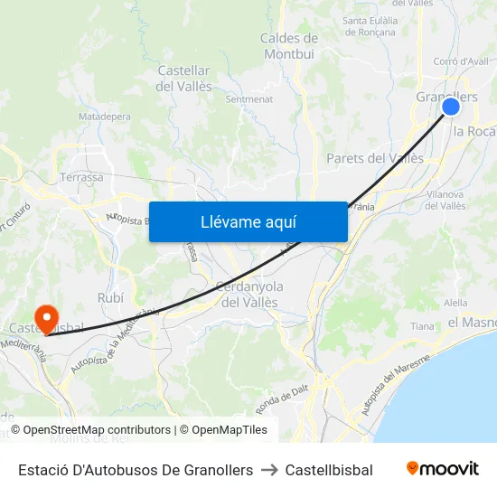 Estació D'Autobusos De Granollers to Castellbisbal map