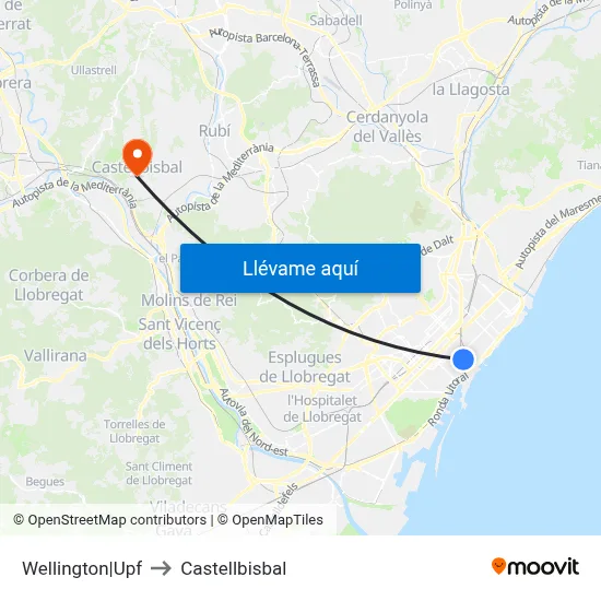 Wellington|Upf to Castellbisbal map