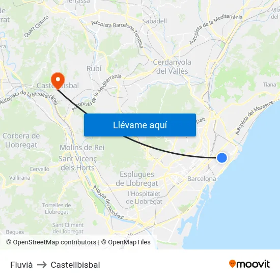 Fluvià to Castellbisbal map
